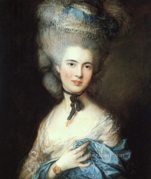 company of captain reinier reael known as themeagre company Painting - Portrait of a lady in blue Thomas Gainsborough